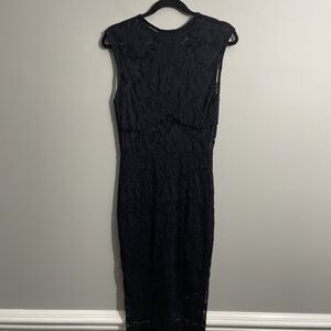 Privy Black Lace Maxi Dress Women's Size M Bodycon Gothic Gown Sexy